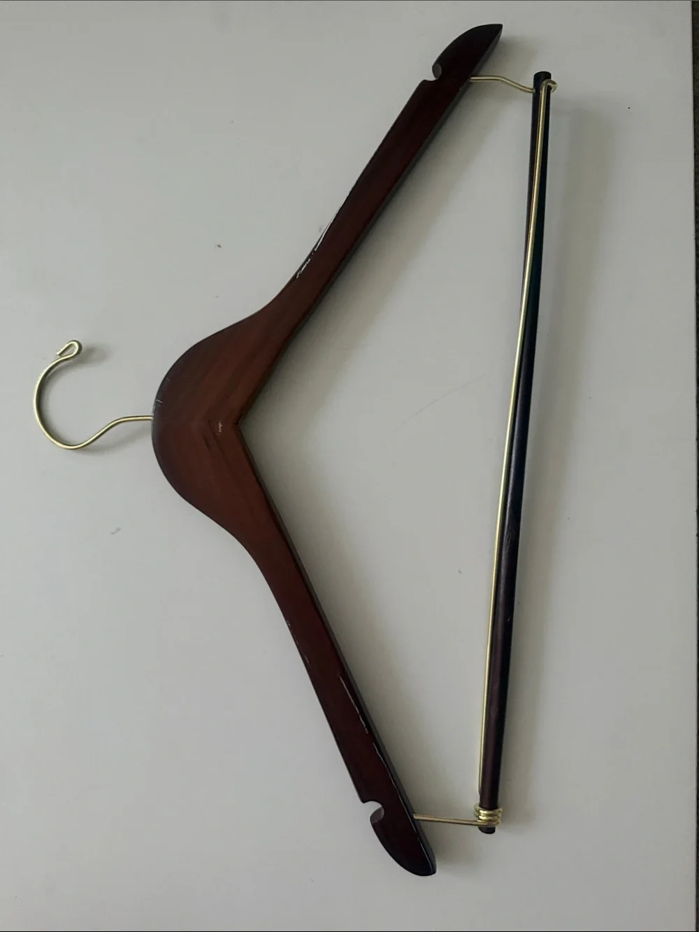 Premium Wooden Clothes Hangers with Pants Clips - Dark Brown